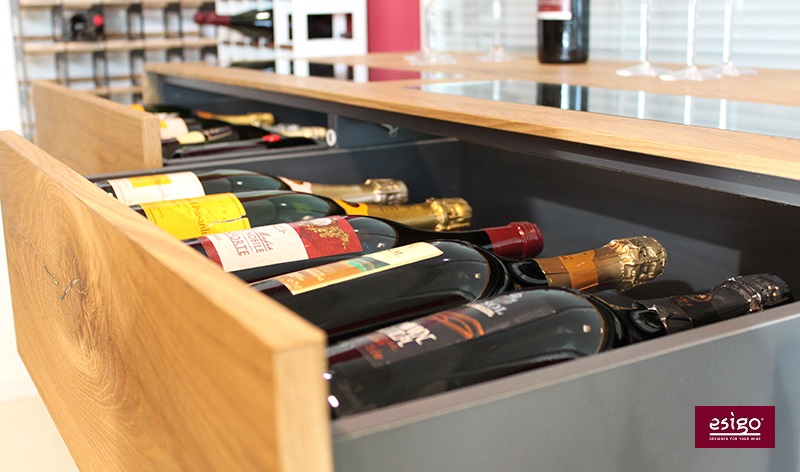 Esigo wine storage credenza with refrigerator