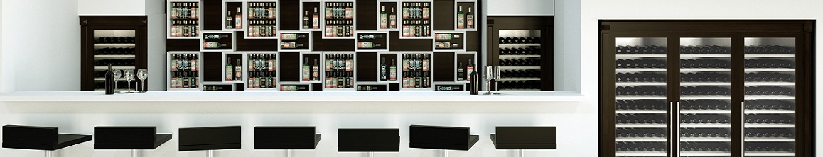 Esigo wine bar furniture with refrigerated wine cabinets